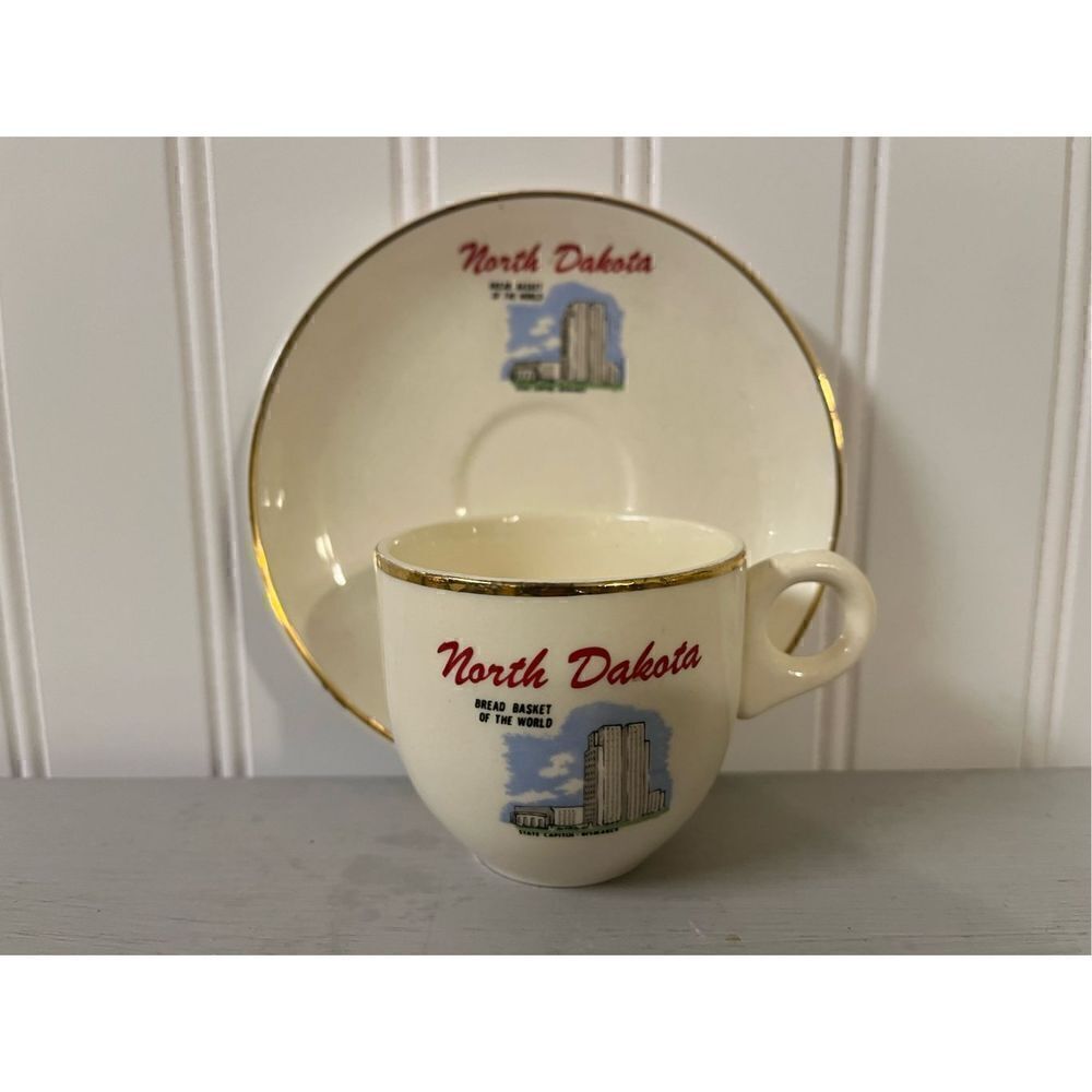 Vintage collector teacup North Dakota